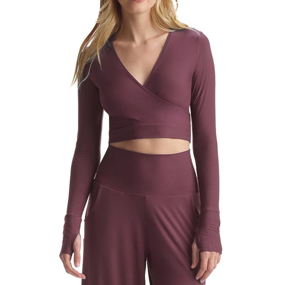 Butter Wrap Top with Thumb Holes-mauve